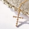 10 18K Gold Diamond Cross Necklace | Delicate Vintage Pendant