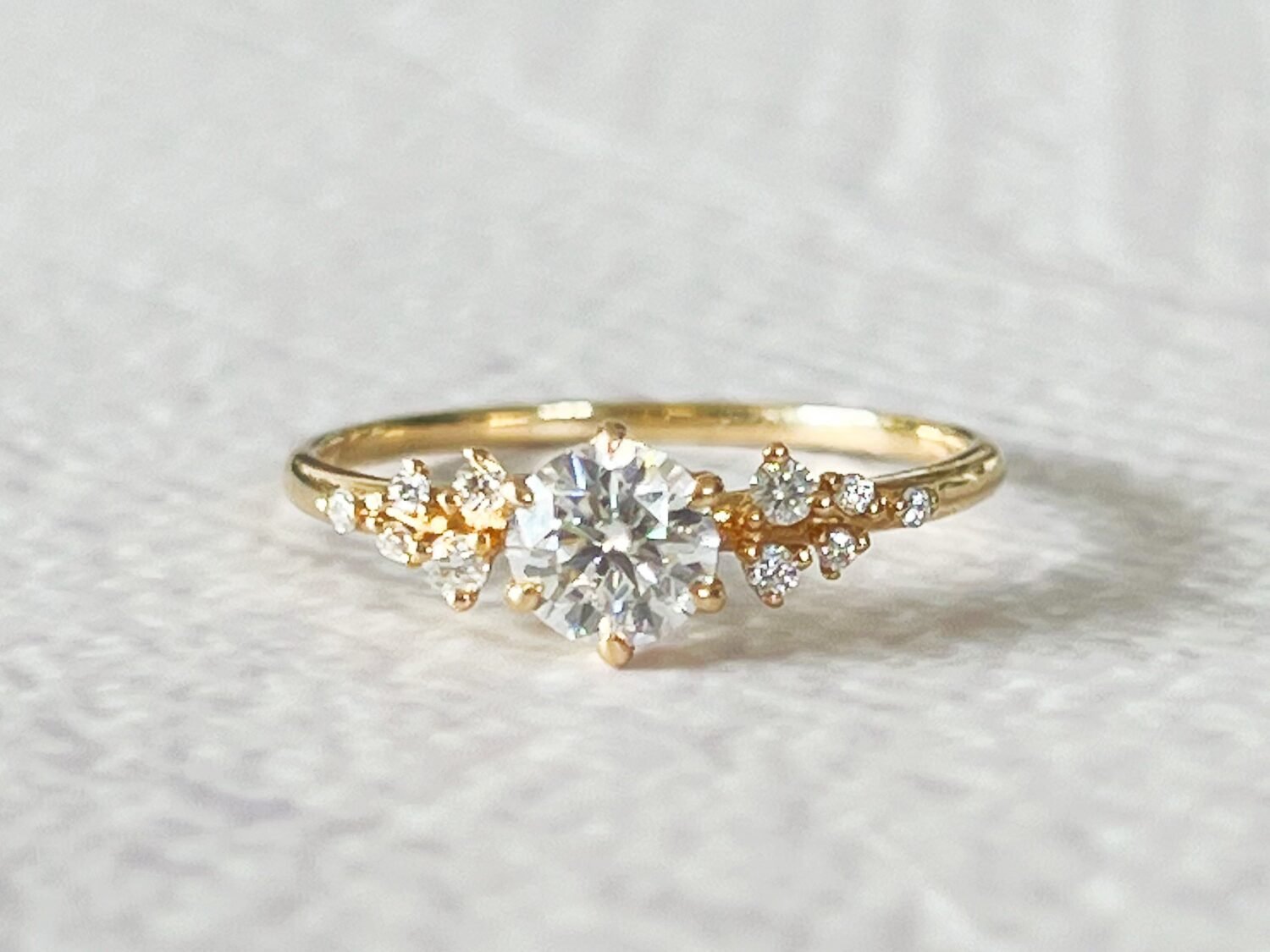 13025FF4-762F-4257-AF73-EADBF713B908-1 18K Solid Gold Cluster engagement ring