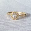 14k Solid Gold Snowflake Moissanite Diamond Milgrain Band Engagement Rings, Minimalist Solitaire Promise Rings, Sparkling Anniversary Ring