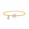 14K Solid Gold Diamond Chain Ring，14K Solid Gold Asscher Diamond Chain Ring，Moissanite Chain Ring