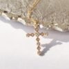 20220120185218 18K Gold Cross Pendant Diamond Necklace