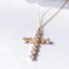 20220120185234 18K Gold Cross Pendant Diamond Necklace