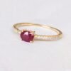Oval Natural Ruby Promise Ring, Rose Gold plated Silver Ruby Ring, 14K Natural Ruby July Birthday Wedding Ring, Personalized Gift for women