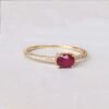 Oval Natural Ruby Promise Ring, Rose Gold plated Silver Ruby Ring, 14K Natural Ruby July Birthday Wedding Ring, Personalized Gift for women