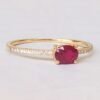 Oval Natural Ruby Promise Ring, Rose Gold plated Silver Ruby Ring, 14K Natural Ruby July Birthday Wedding Ring, Personalized Gift for women