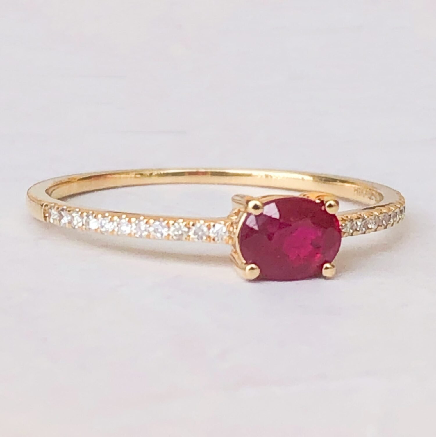 Oval Natural Ruby Promise Ring, Rose Gold plated Silver Ruby Ring, 14K Natural Ruby July Birthday Wedding Ring, Personalized Gift for women
