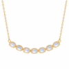 18K Solid Gold Natural Moonstone Seven-Stone Necklace