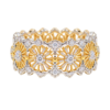 18K Gold Floral Diamond Wide Band Ring