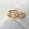 14k Solid Gold Snowflake Moissanite Diamond Milgrain Band Engagement Rings, Minimalist Solitaire Promise Rings, Sparkling Anniversary Ring