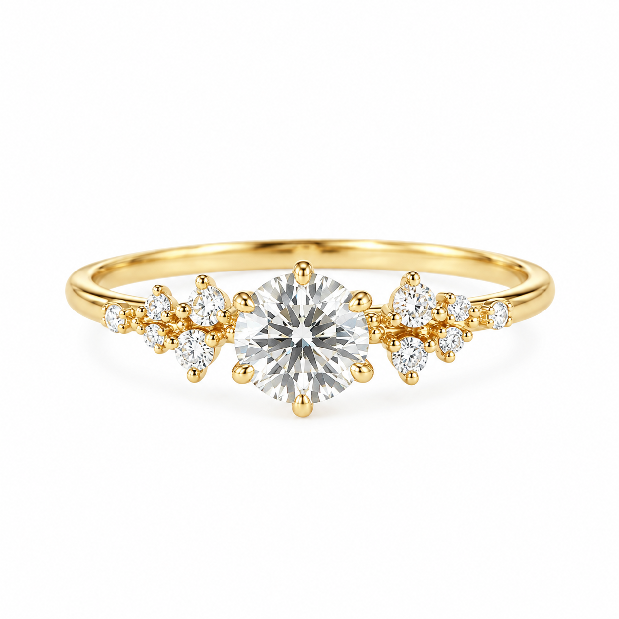 5396594b-18cc-48dc-978c-a87c59620595 18K Solid Gold Cluster engagement ring