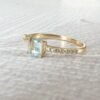 18K Diamond Cuff Ring Unique Aquamarine Ring