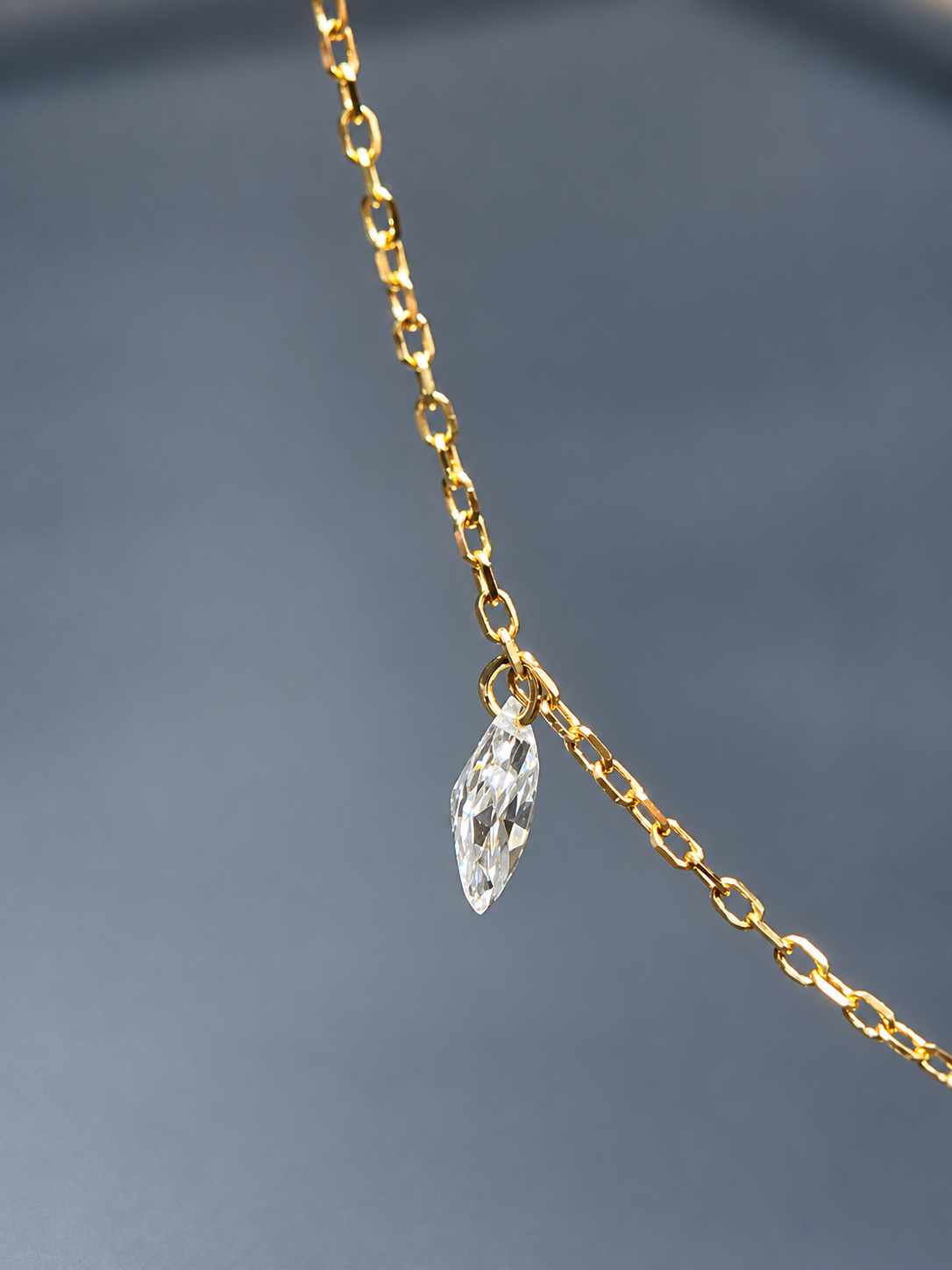 18K Gold 0.50 CT Lab Grown Diamond Marquise Floating Necklace