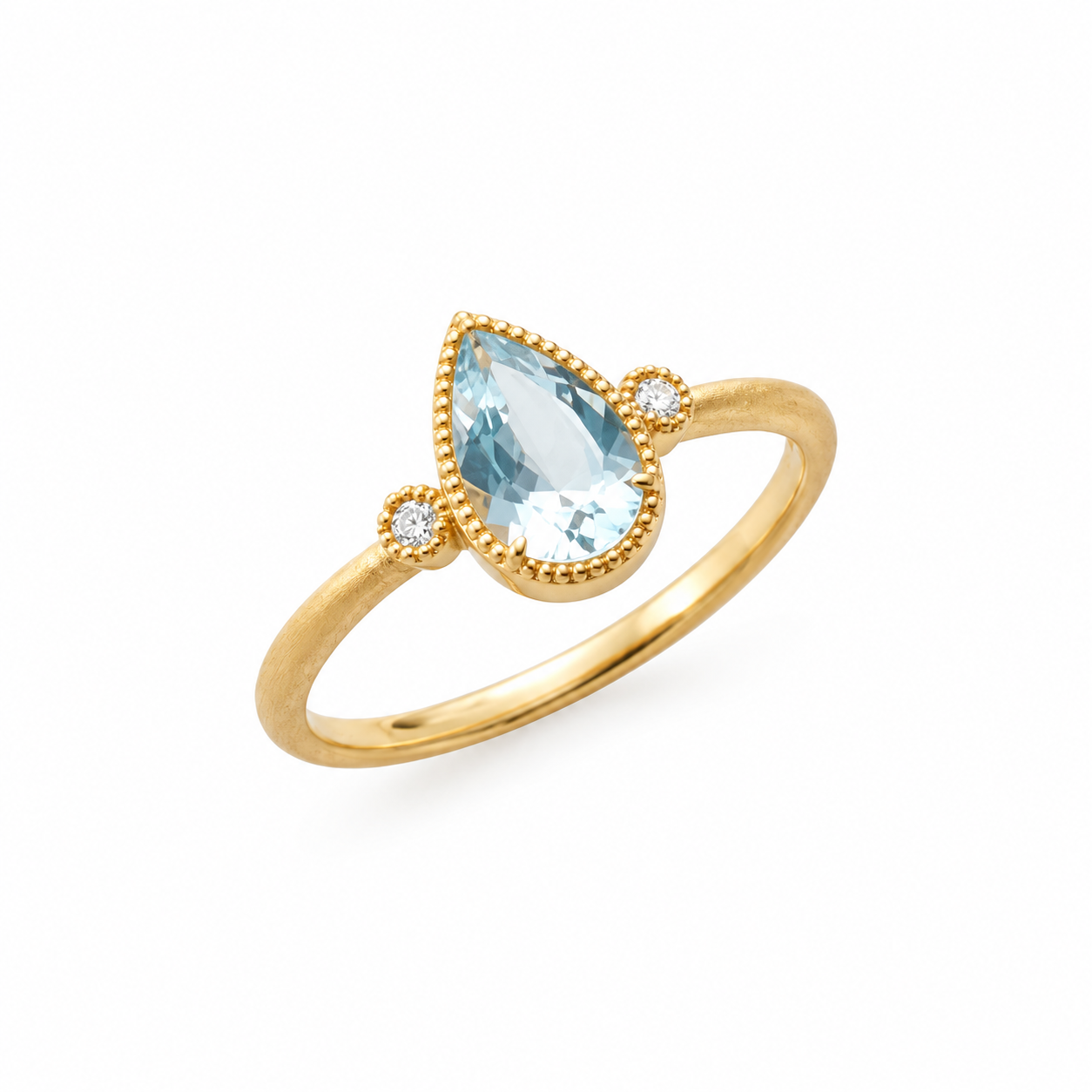 18K Aquamarine & Diamond Classic Engagement Ring