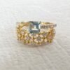 18K Diamond Cuff Ring Unique Aquamarine Ring