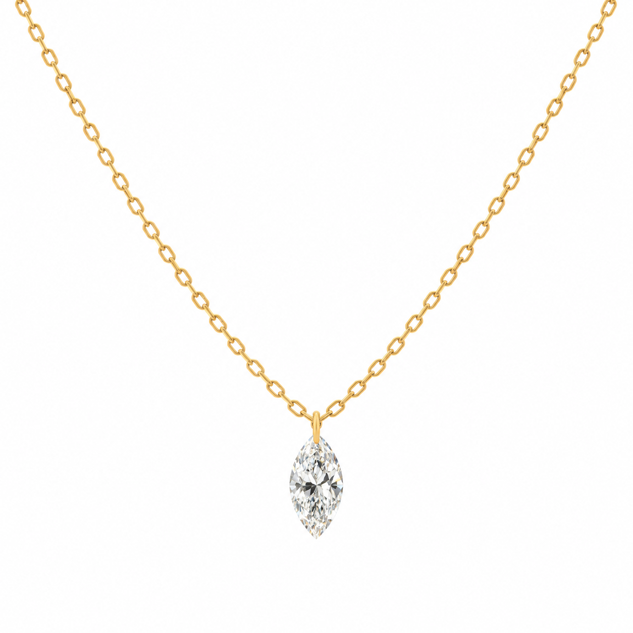 18K Gold 0.50 CT Lab Grown Diamond Marquise Floating Necklace