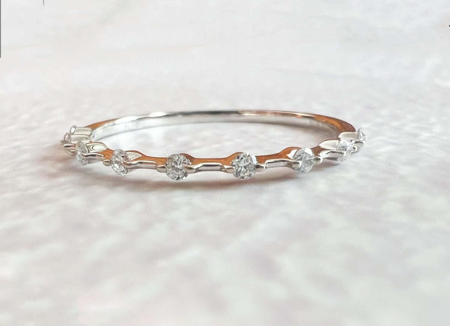 71F5FC71-122A-45E7-8FDA-3CC6386CDD6A-1 Petite Diamond Distance Band,Mose Code Ring,14K Solid Gold Diamond Ring,14K Moissanite rings,Stacktable Rings,snowdrift rings,wedding bands