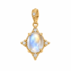 18K Gold  Moonstone Oval Pendant Blue Glowing