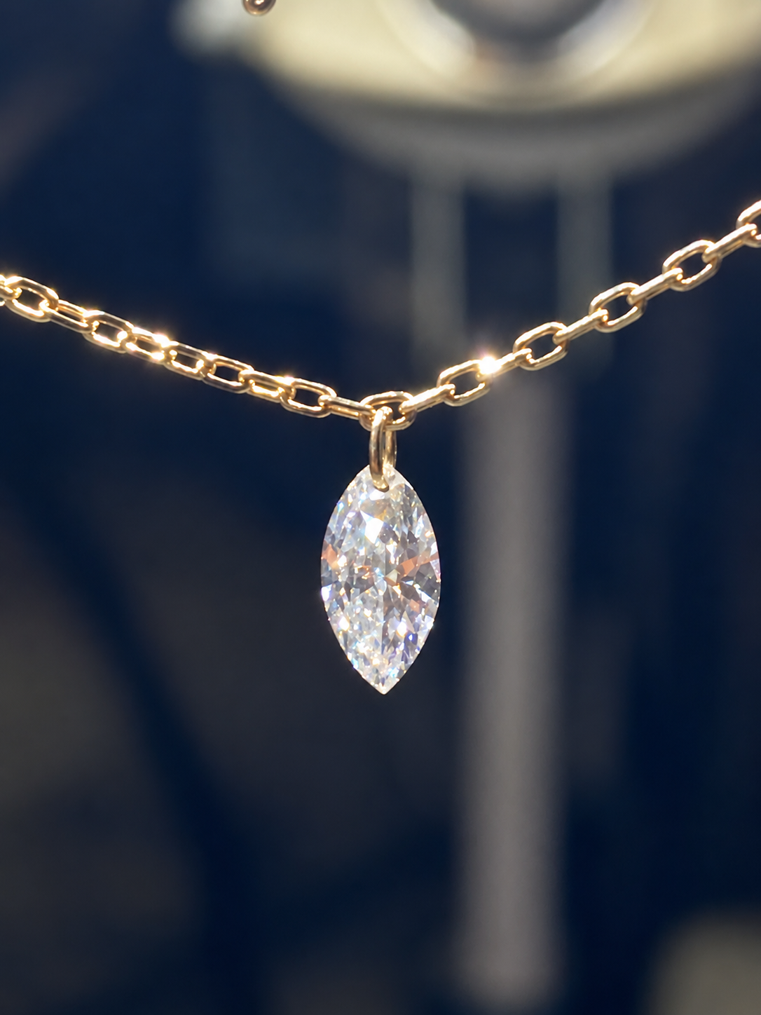 18K Gold 0.50 CT Lab Grown Diamond Marquise Floating Necklace