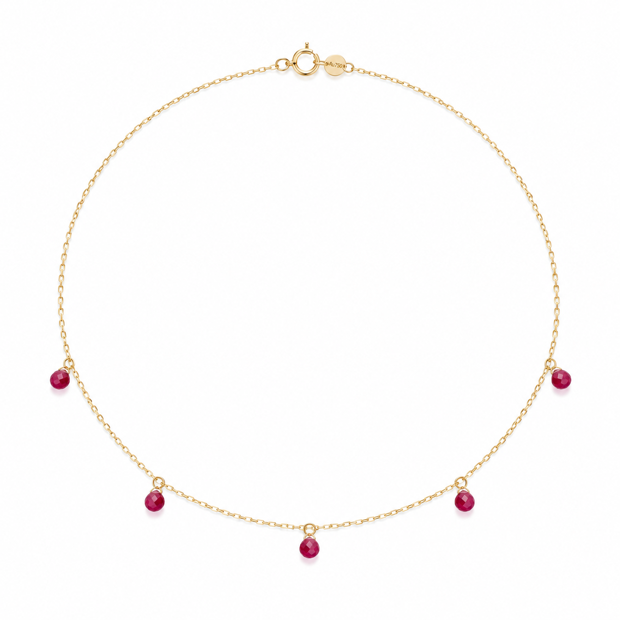 14K Genuine Ruby Necklace, Real Ruby Necklace, Pegion Blood Ruby, 18K Solid Gold Station Necklace， Birthstone Necklace, Bridesmaid Gifts