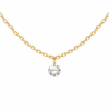 18K Solid Gold Drilled Diamond solitaire necklace