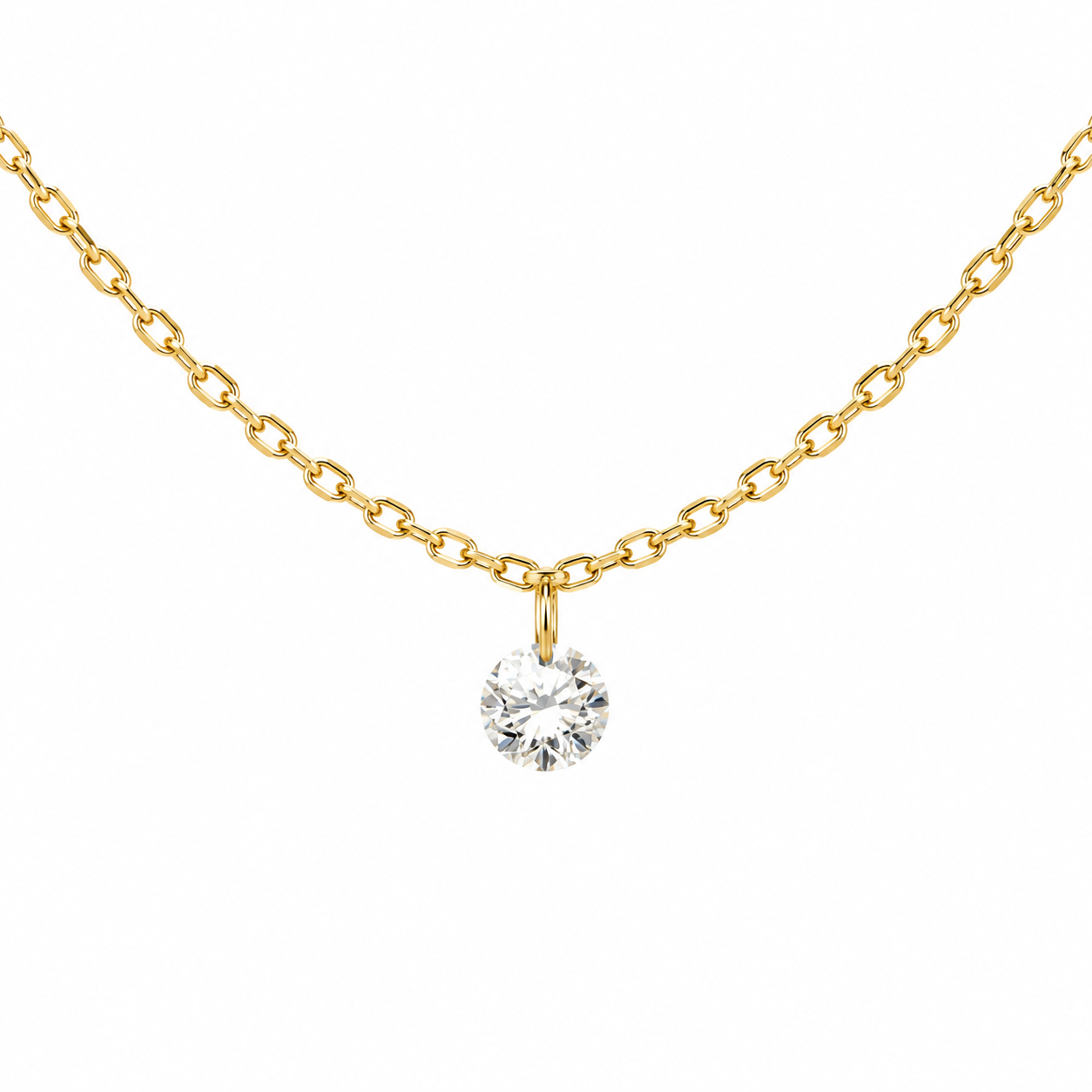 18K Solid Gold Drilled Diamond solitaire necklace