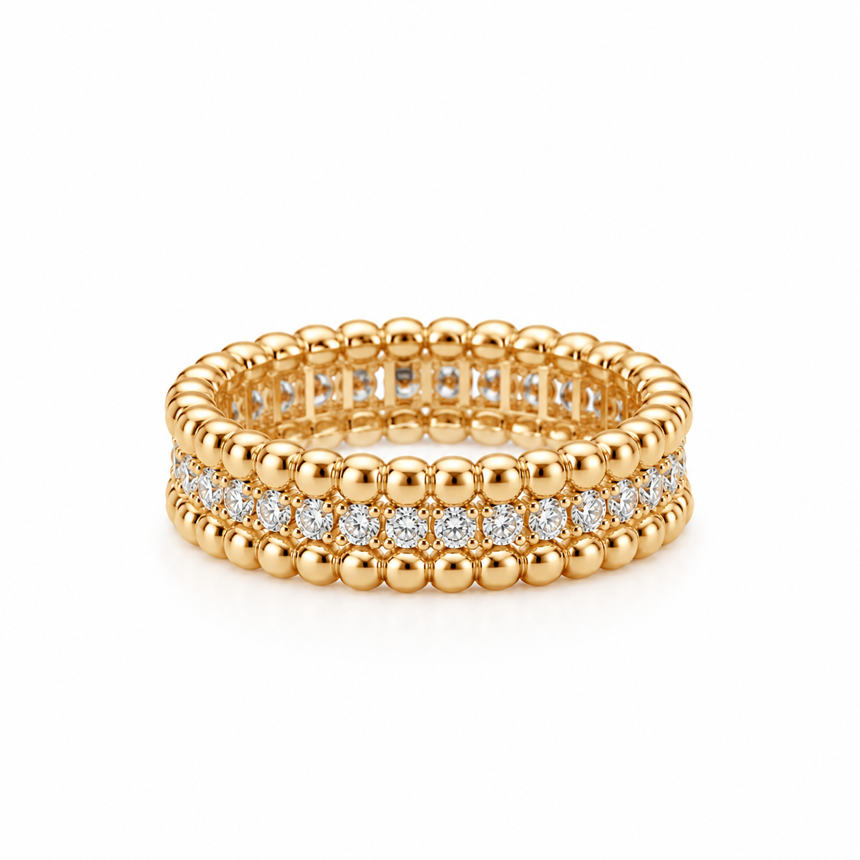 8b5d4048-a25c-4395-839b-f6aee26713ee 18K Gold Diamond Beaded Eternity Ring