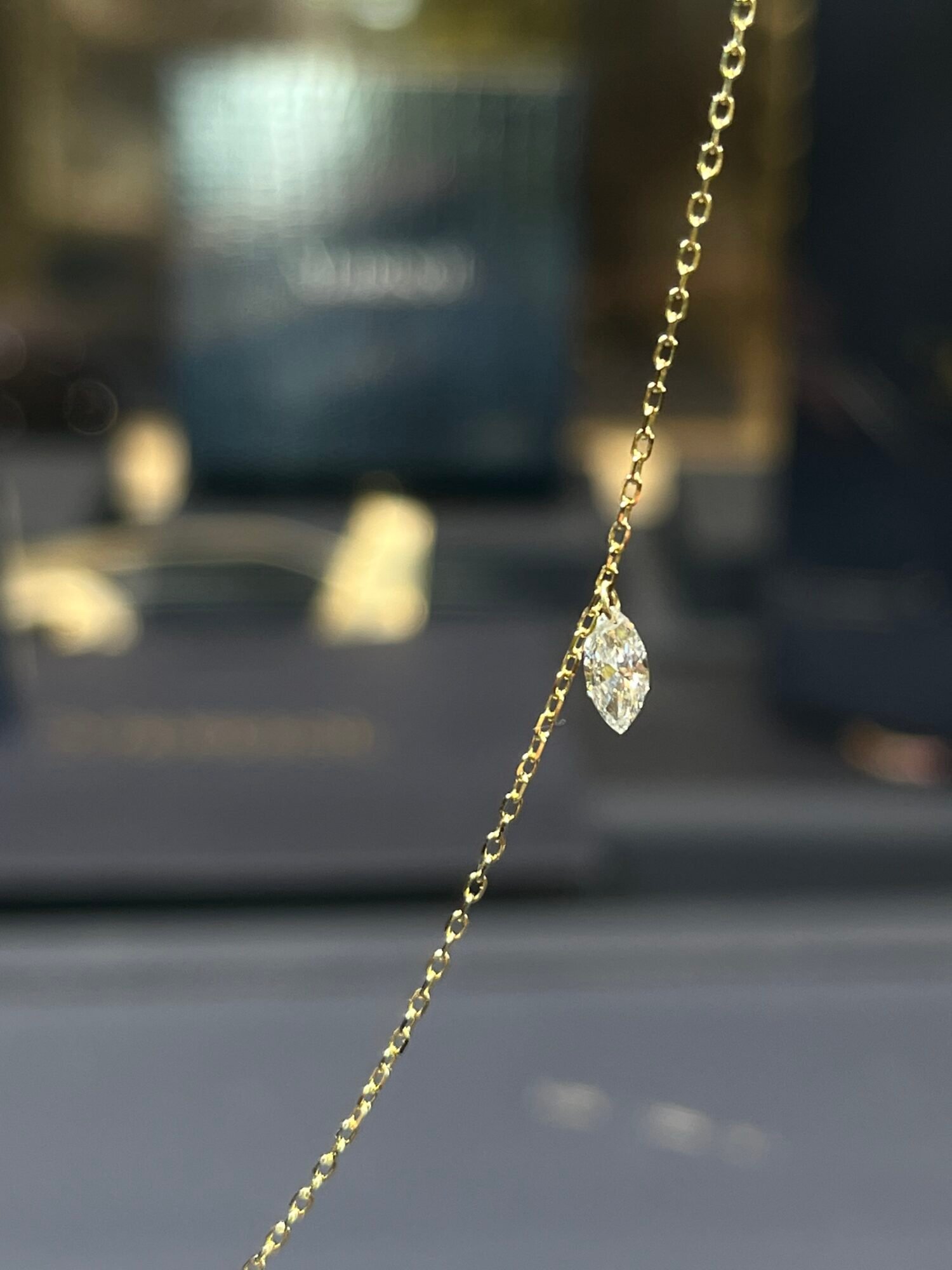 18K Gold 0.50 CT Lab Grown Diamond Marquise Floating Necklace