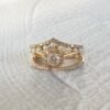 14k Solid Gold Snowflake Moissanite Diamond Milgrain Band Engagement Rings, Minimalist Solitaire Promise Rings, Sparkling Anniversary Ring