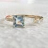 18K Diamond Cuff Ring Unique Aquamarine Ring