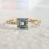 18K Diamond Cuff Ring Unique Aquamarine Ring