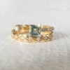 18K Diamond Cuff Ring Unique Aquamarine Ring