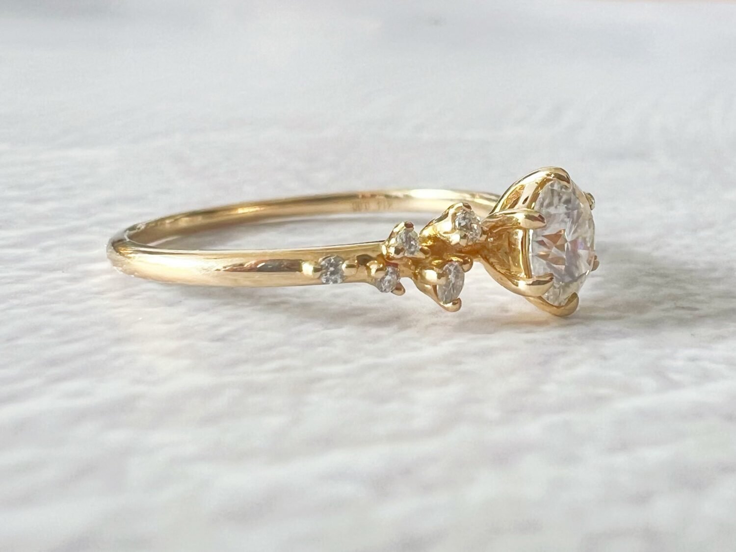 EC690EB4-5BEE-41D1-8E3F-2FFAC303CFB2-1 18K Solid Gold Cluster engagement ring