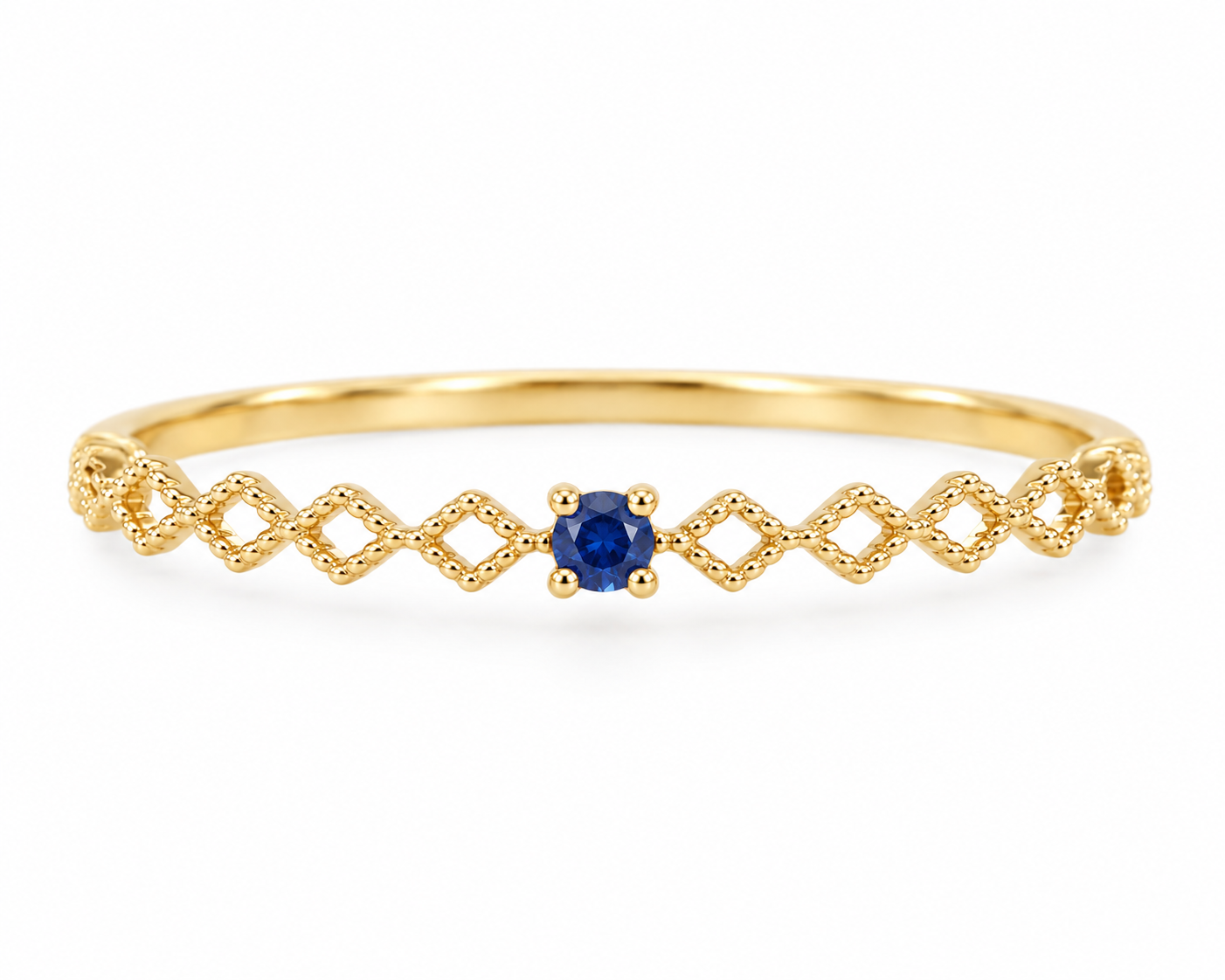 14k Solid Gold Sapphire Dainty Lace Ring