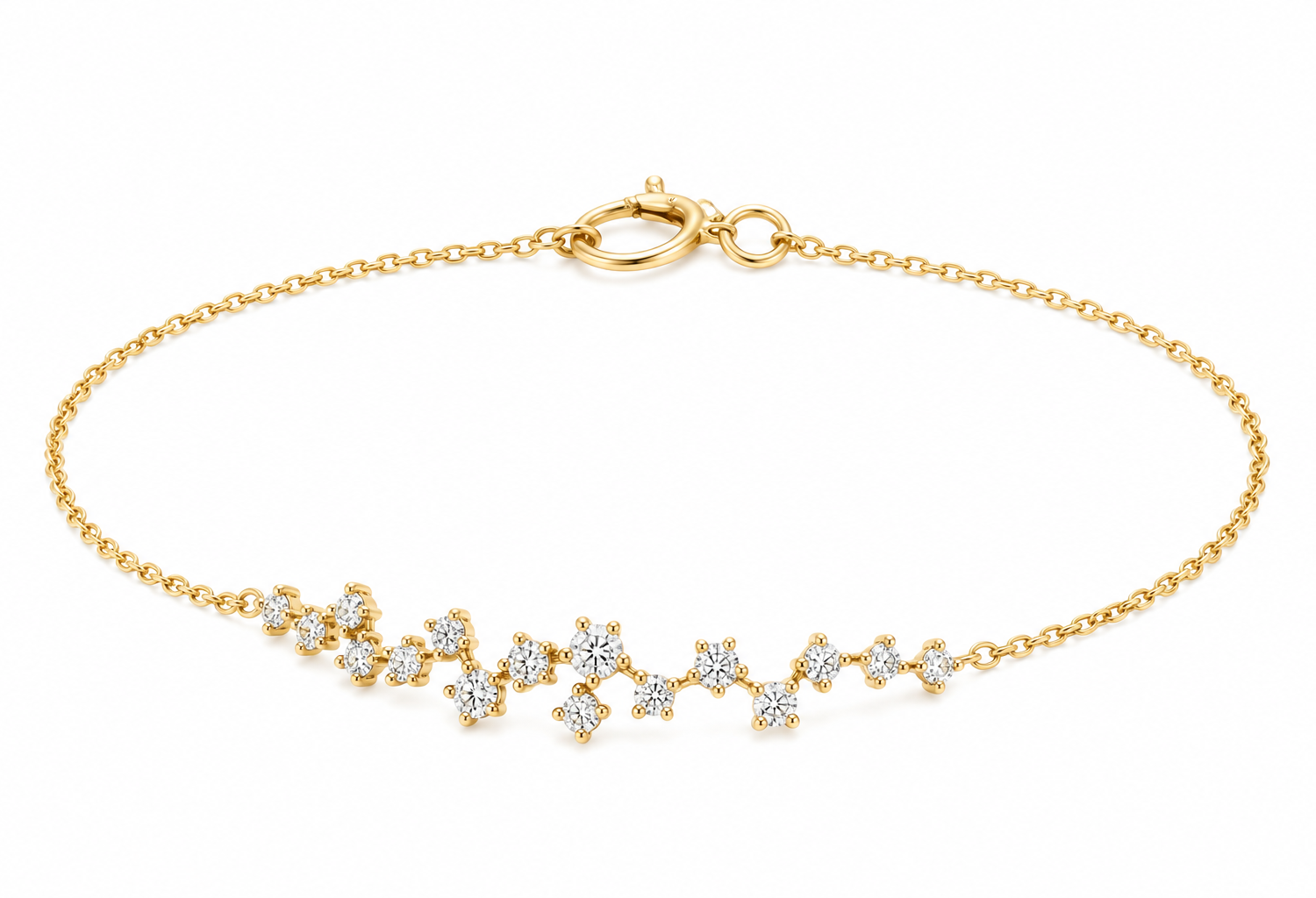 a89cabfd-401f-40a5-bf81-234edf94a0f8 14k Solid Gold Diamond Bracelet/14k Gold Bezel Setting Diamond Bracelet /Diamond Bracelet for Women / 14k Gold Solitaire Diamond Bracelet