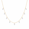 18K Solid Gold Rose-Cut Lab Grown Diamond Necklace – 9 Pierced Pear Diamonds