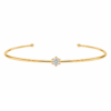 18K Solid Gold 0.20ct Lab Diamond Open Cuff Bracelet