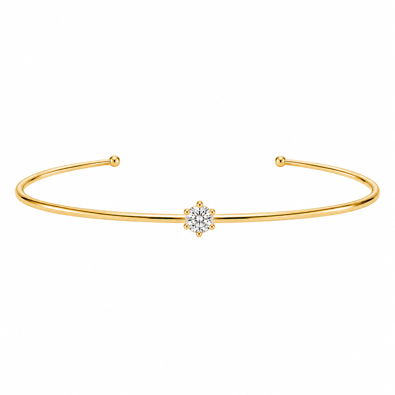 ef8e2923-46d9-4164-a2c2-37cce7570cf6 18K Solid Gold 0.20ct Lab Diamond Open Cuff Bracelet
