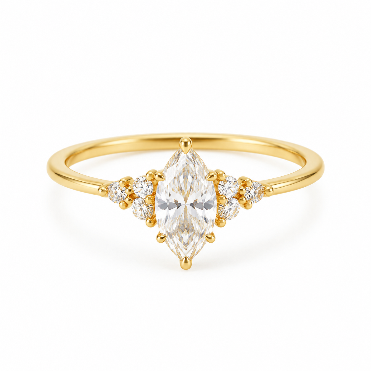 18K Solid Gold Lab Grown Diamond Marquise Ring