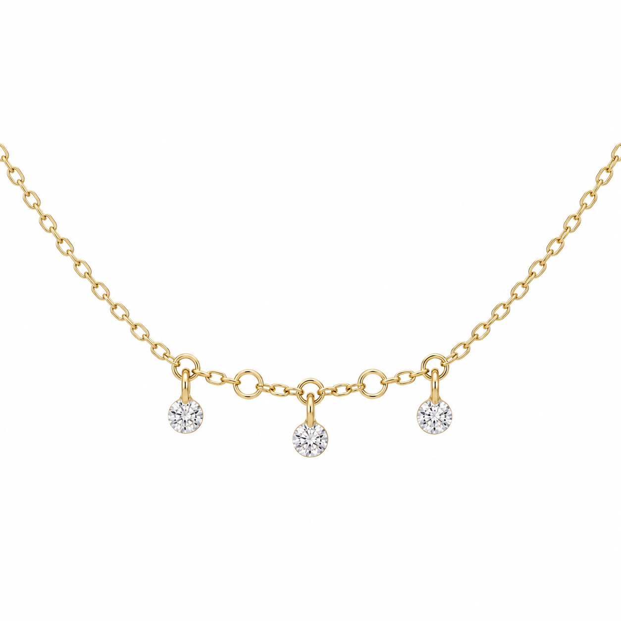 f78514e1-d18c-4c31-b707-6e3d62f32fe9 18K Solid Gold Pierced Diamond Dangle Necklace