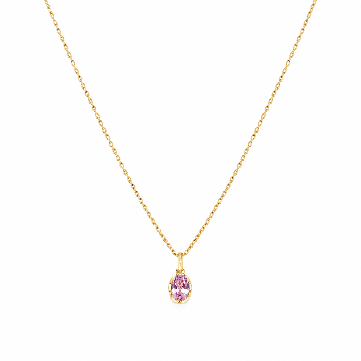 18K Solid Gold Morganite Pendant