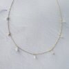 14K Solid Gold Teardrop Pendant Necklace for Women , Rose cut Moissanite ，Drilled Diamond necklace