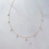 14K Solid Gold Teardrop Pendant Necklace for Women , Rose cut Moissanite ，Drilled Diamond necklace