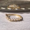 18K Solid Gold Diamond & Freshwater Pearl Ring