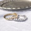 18K Solid Gold Diamond & Freshwater Pearl Ring