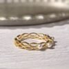 Akoya Pearl Ring Solid Gold Diamond Dainty Ring Minimalist Weeding Band Anniversary Ring 14k 18k Gold Bridal Pearl Ring