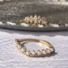18K Solid Gold Diamond & Freshwater Pearl Ring