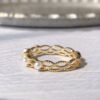 Akoya Pearl Ring Solid Gold Diamond Dainty Ring Minimalist Weeding Band Anniversary Ring 14k 18k Gold Bridal Pearl Ring