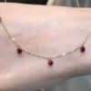 14K Genuine Ruby Necklace, Real Ruby Necklace, Pegion Blood Ruby, 18K Solid Gold Station Necklace， Birthstone Necklace, Bridesmaid Gifts