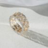 18K Solid Gold Diamond Ring, Vintage Ring Gold ，18K Gold Lace Ring, Real Gold Openwork Ring, Gold Stackable Band Ring, Wedding Band Ring