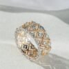 18K Solid Gold Diamond Ring, Vintage Ring Gold ，18K Gold Lace Ring, Real Gold Openwork Ring, Gold Stackable Band Ring, Wedding Band Ring